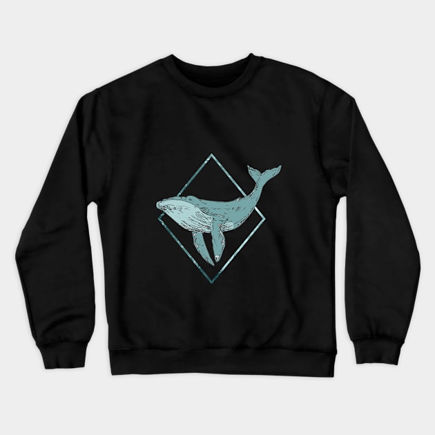 Blue Whale Geometric Crewneck Sweatshirt by CaosTranscrito